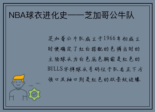 NBA球衣进化史——芝加哥公牛队